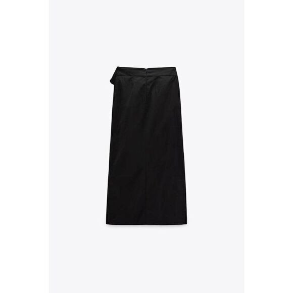 ZARA  MIDI SKIRT BLACK bow Ruffle - Picture 7 of 10